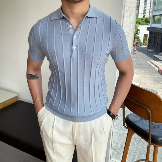 Polo de Punto Old Money — Azul Acero