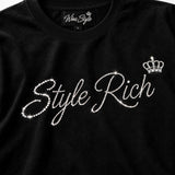Detalle de la pedrería Style Rich y etiqueta Wins Style