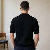 Polo de punto trenzado negro, vista trasera
